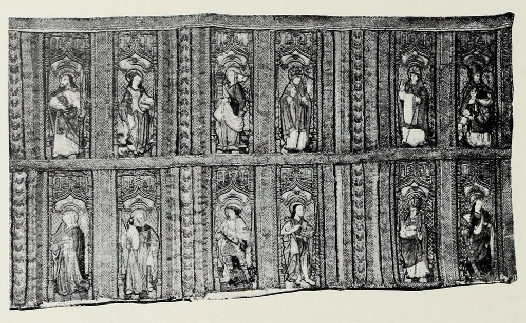 An illustration from Collection de broderies anciennes décrites par madame Isabelle Errera. Catalogue orné de 104 photogravures, 1905, leaf 64