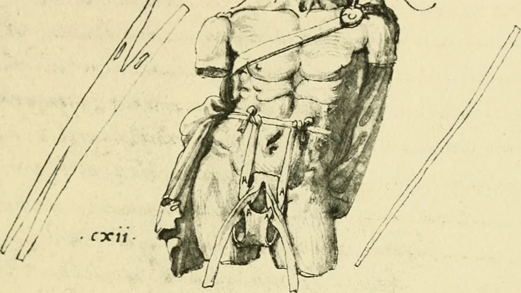 An illustration from Collection de chirurgiens grecs avec dessins attribués au Primatice. Reproduction réduite des 200 dessins du Manuscrit latin 6866 de la Bibliothèque nationale, 1908, leaf 132