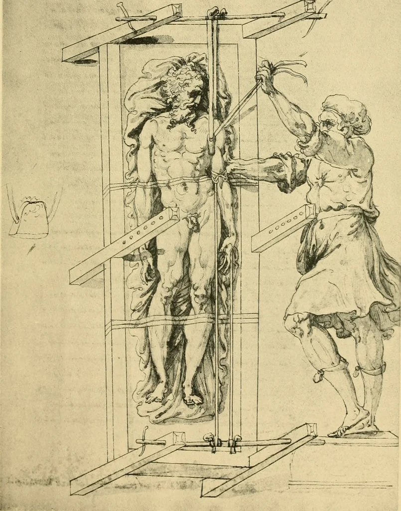 An illustration from Collection de chirurgiens grecs avec dessins attribués au Primatice. Reproduction réduite des 200 dessins du Manuscrit latin 6866 de la Bibliothèque nationale, 1908, leaf 216