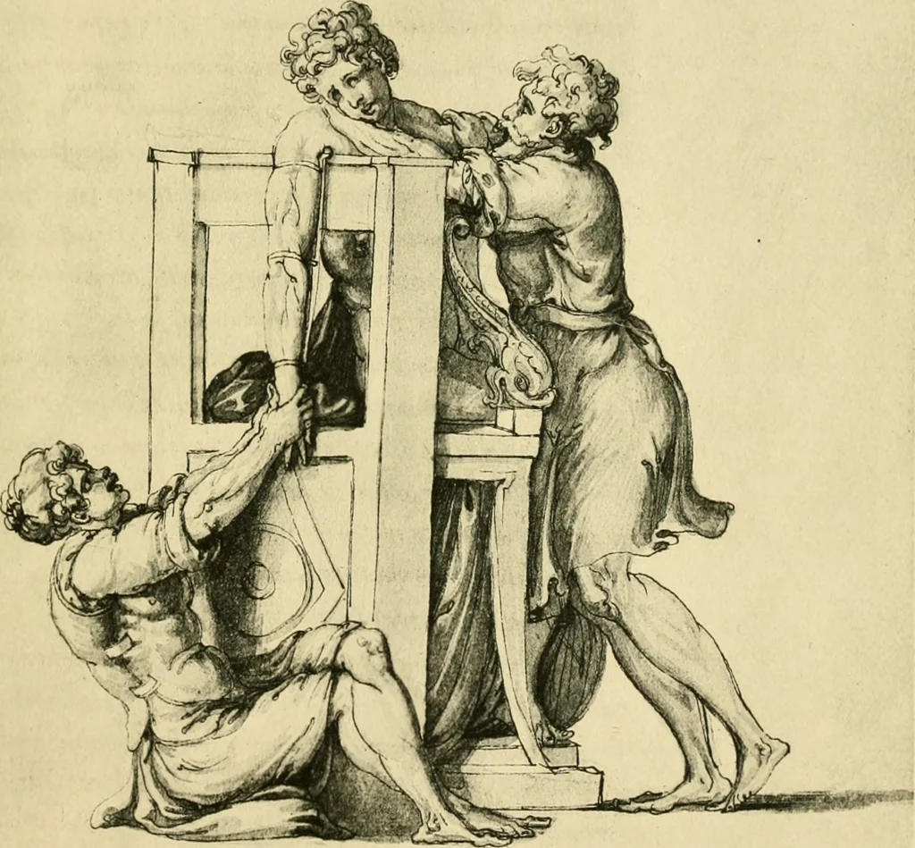 An illustration from Collection de chirurgiens grecs avec dessins attribués au Primatice. Reproduction réduite des 200 dessins du Manuscrit latin 6866 de la Bibliothèque nationale, 1908, leaf 54