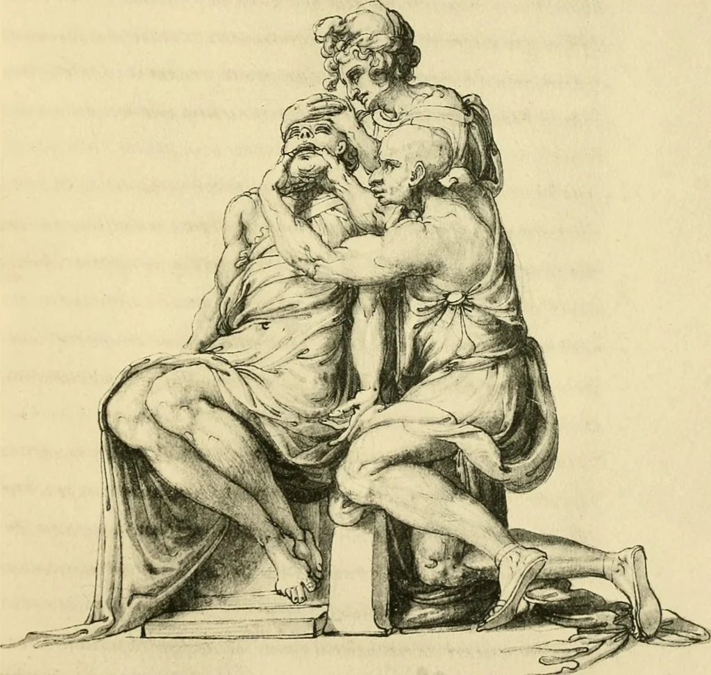 An illustration from Collection de chirurgiens grecs avec dessins attribués au Primatice. Reproduction réduite des 200 dessins du Manuscrit latin 6866 de la Bibliothèque nationale, 1908, leaf 60