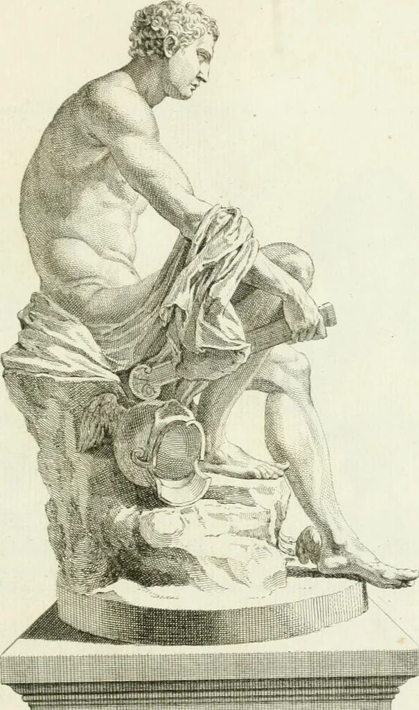 An illustration from Collection de sculptures antiques, grecques et romaines : trouvées a Rome dans les ruines des Palais de Neron, et de Marius .., 1755, leaf 100