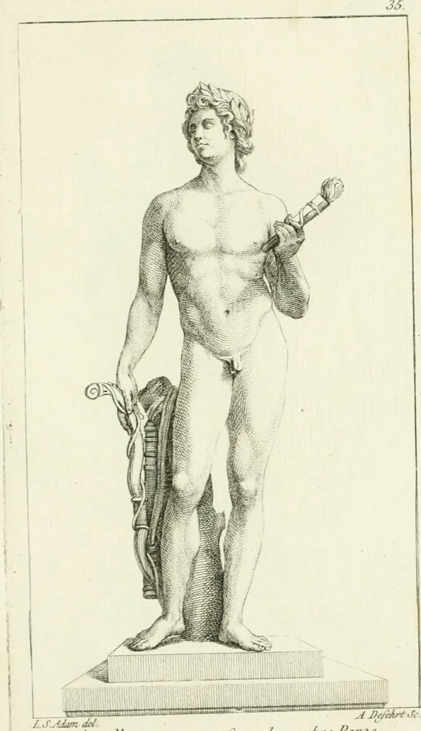 An illustration from Collection de sculptures antiques, grecques et romaines : trouvées a Rome dans les ruines des Palais de Neron, et de Marius .., 1755, leaf 80