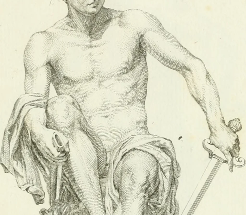 An illustration from Collection de sculptures antiques, grecques et romaines : trouvées a Rome dans les ruines des Palais de Neron, et de Marius .., 1755, leaf 96