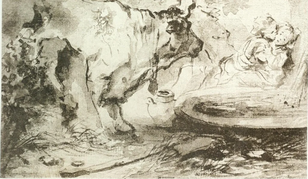 An illustration from Collection des Goncourt; dessins, aquarelles et pastels du 18e siècle, 1897, leaf 101