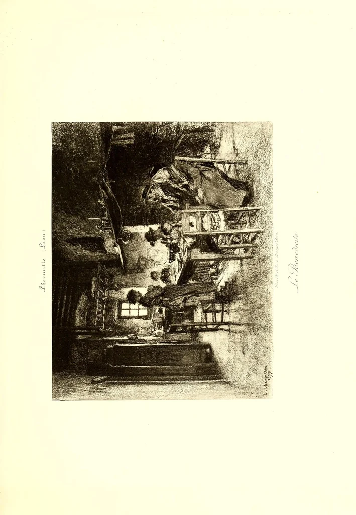 An illustration from Collection John Balli, de Londres : Catalogue des importants tableaux modernes aquarelles & pastels par Bonheur (Rosa), Corot, Daubigny (Ch.), Delacroix (Eug.). Dias (N.), Harpignies, Isabey (E.), Lhermitte (Leon), Rousseau (Th.), Schreyer, Troyon (C.), Veyrassat, Van Marcke, Whistler, Importante aquarelle de Meissonier, 1807, 1913, leaf 107