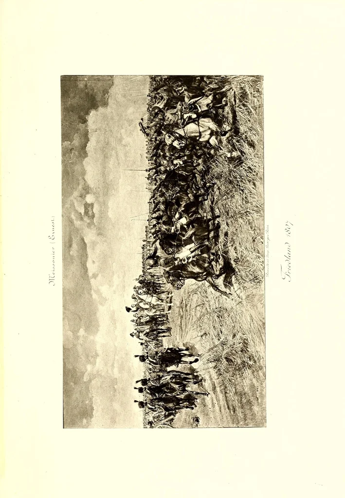 An illustration from Collection John Balli, de Londres : Catalogue des importants tableaux modernes aquarelles & pastels par Bonheur (Rosa), Corot, Daubigny (Ch.), Delacroix (Eug.). Dias (N.), Harpignies, Isabey (E.), Lhermitte (Leon), Rousseau (Th.), Schreyer, Troyon (C.), Veyrassat, Van Marcke, Whistler, Importante aquarelle de Meissonier, 1807, 1913, leaf 111