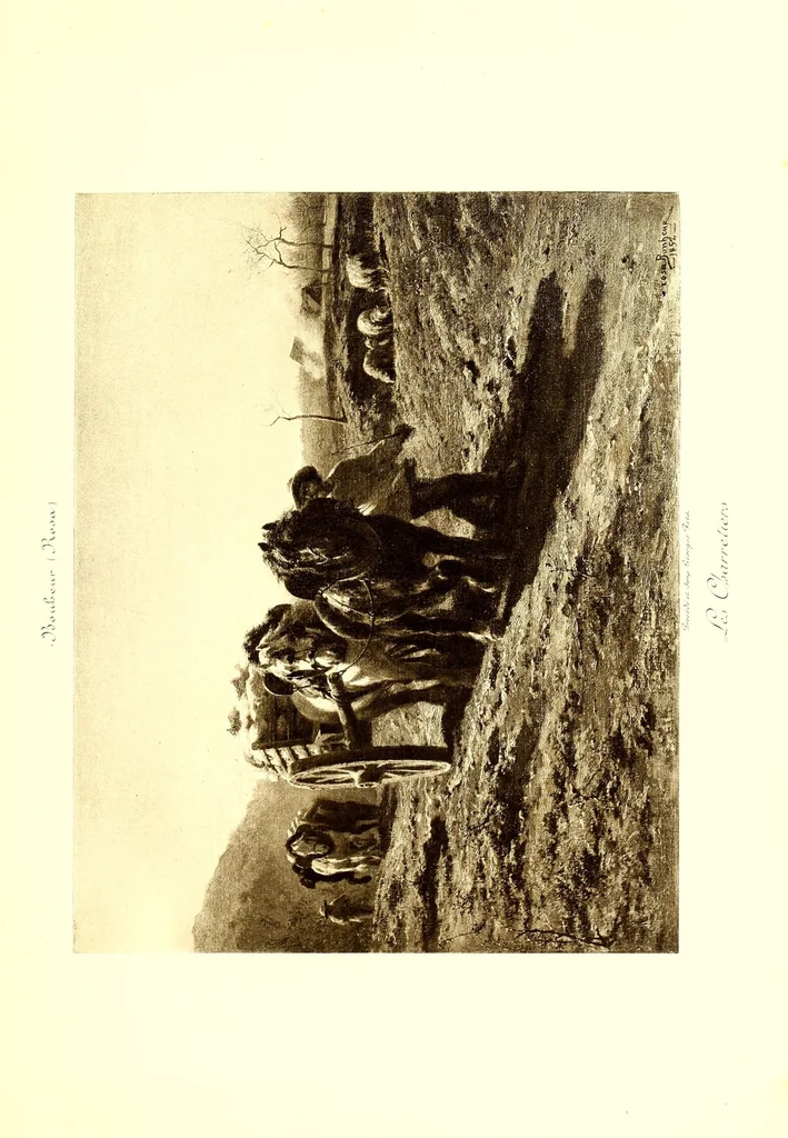 An illustration from Collection John Balli, de Londres : Catalogue des importants tableaux modernes aquarelles & pastels par Bonheur (Rosa), Corot, Daubigny (Ch.), Delacroix (Eug.). Dias (N.), Harpignies, Isabey (E.), Lhermitte (Leon), Rousseau (Th.), Schreyer, Troyon (C.), Veyrassat, Van Marcke, Whistler, Importante aquarelle de Meissonier, 1807, 1913, leaf 17