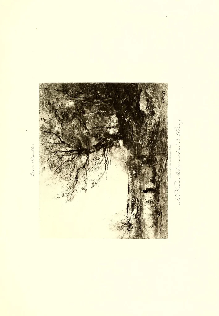 An illustration from Collection John Balli, de Londres : Catalogue des importants tableaux modernes aquarelles & pastels par Bonheur (Rosa), Corot, Daubigny (Ch.), Delacroix (Eug.). Dias (N.), Harpignies, Isabey (E.), Lhermitte (Leon), Rousseau (Th.), Schreyer, Troyon (C.), Veyrassat, Van Marcke, Whistler, Importante aquarelle de Meissonier, 1807, 1913, leaf 37