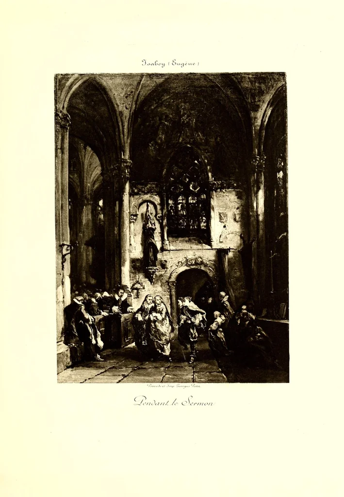 An illustration from Collection John Balli, de Londres : Catalogue des importants tableaux modernes aquarelles & pastels par Bonheur (Rosa), Corot, Daubigny (Ch.), Delacroix (Eug.). Dias (N.), Harpignies, Isabey (E.), Lhermitte (Leon), Rousseau (Th.), Schreyer, Troyon (C.), Veyrassat, Van Marcke, Whistler, Importante aquarelle de Meissonier, 1807, 1913, leaf 91