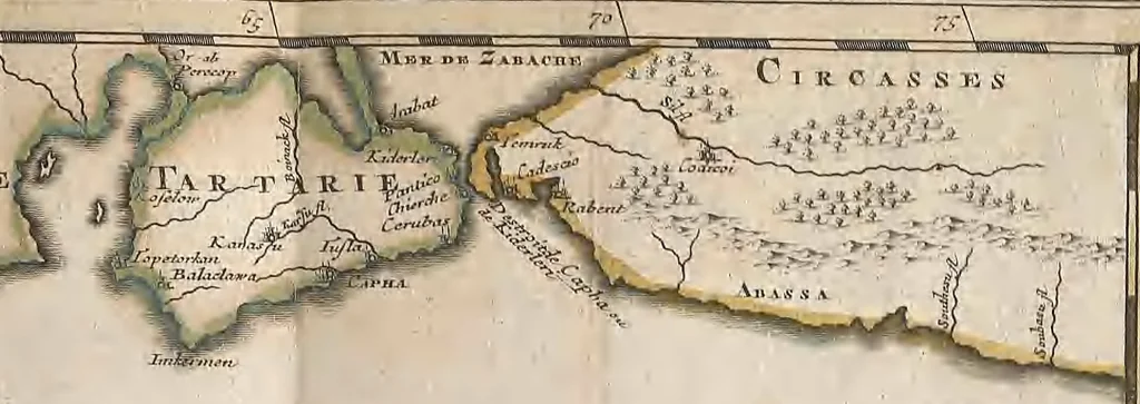 An illustration from A collection of maps of Europe, Asia, Africa, North America, and South America, circa 1700-1725, by Sr. Sanson, Guillieme de l'Isle, Peter Schenck, and others. [cartographic material], 1700, leaf 10