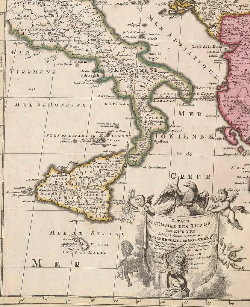 An illustration from A collection of maps of Europe, Asia, Africa, North America, and South America, circa 1700-1725, by Sr. Sanson, Guillieme de l'Isle, Peter Schenck, and others. [cartographic material], 1700, leaf 170