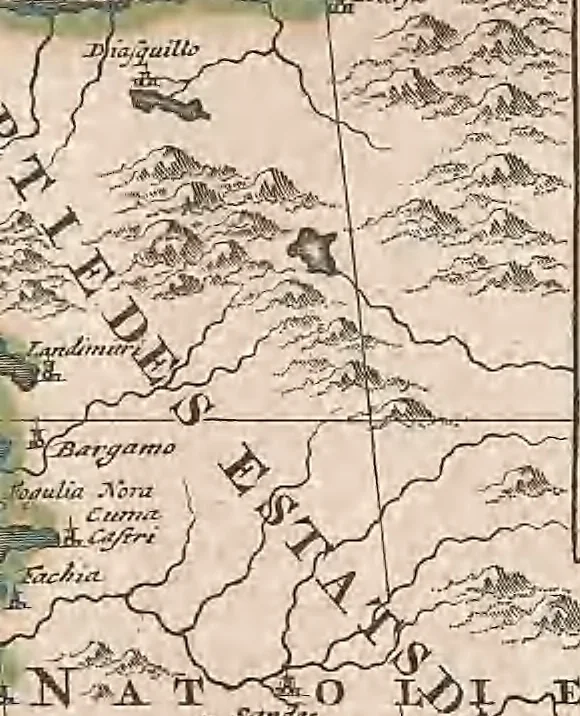 An illustration from A collection of maps of Europe, Asia, Africa, North America, and South America, circa 1700-1725, by Sr. Sanson, Guillieme de l'Isle, Peter Schenck, and others. [cartographic material], 1700, leaf 170