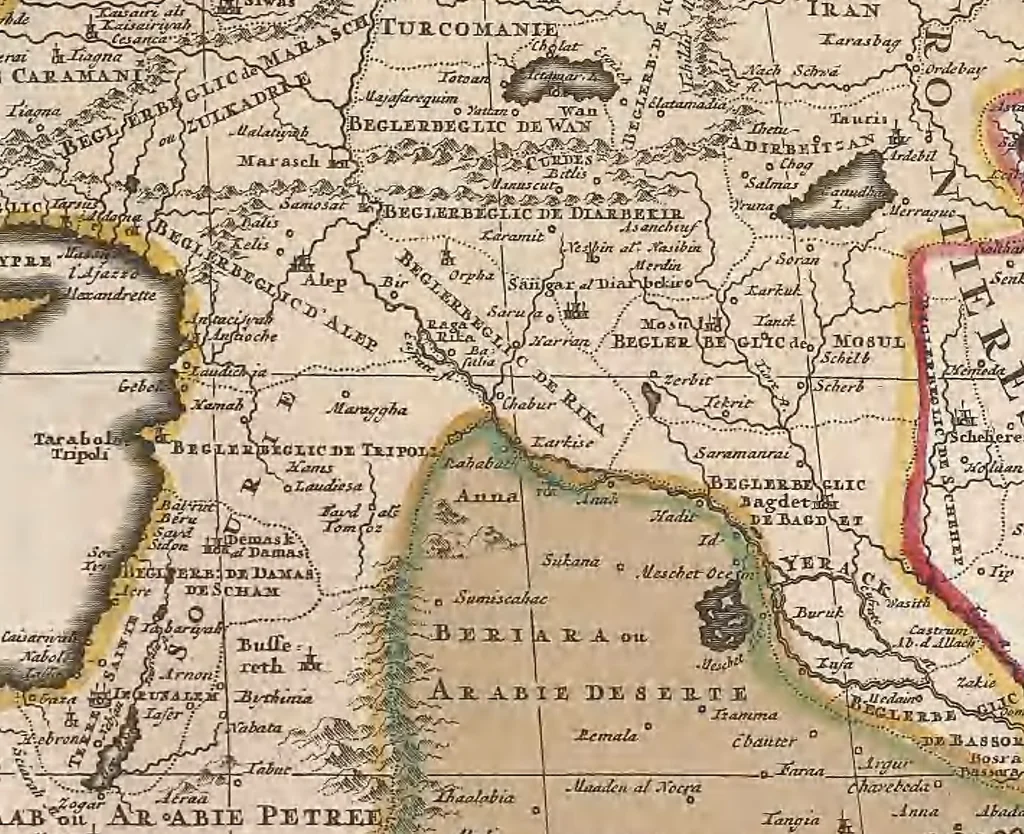 An illustration from A collection of maps of Europe, Asia, Africa, North America, and South America, circa 1700-1725, by Sr. Sanson, Guillieme de l'Isle, Peter Schenck, and others. [cartographic material], 1700, leaf 182