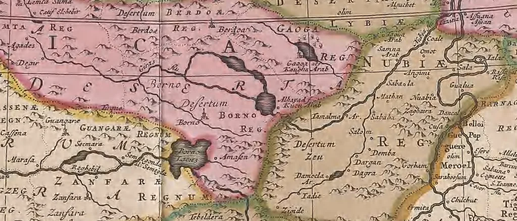 An illustration from A collection of maps of Europe, Asia, Africa, North America, and South America, circa 1700-1725, by Sr. Sanson, Guillieme de l'Isle, Peter Schenck, and others. [cartographic material], 1700, leaf 210