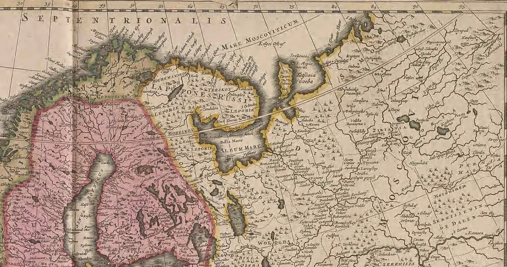 An illustration from A collection of maps of Europe, Asia, Africa, North America, and South America, circa 1700-1725, by Sr. Sanson, Guillieme de l'Isle, Peter Schenck, and others. [cartographic material], 1700, leaf 214