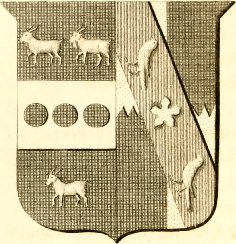 An illustration from A collection of armorial bearings, inscriptions, etc., in the Church of St. Nicholas, Newcastle on Tyne, and chapelries of Gosforth & Cramlington, Northumberland. To which is prefixed a historical account of the Church of St. Nicholas, 1820, leaf 107