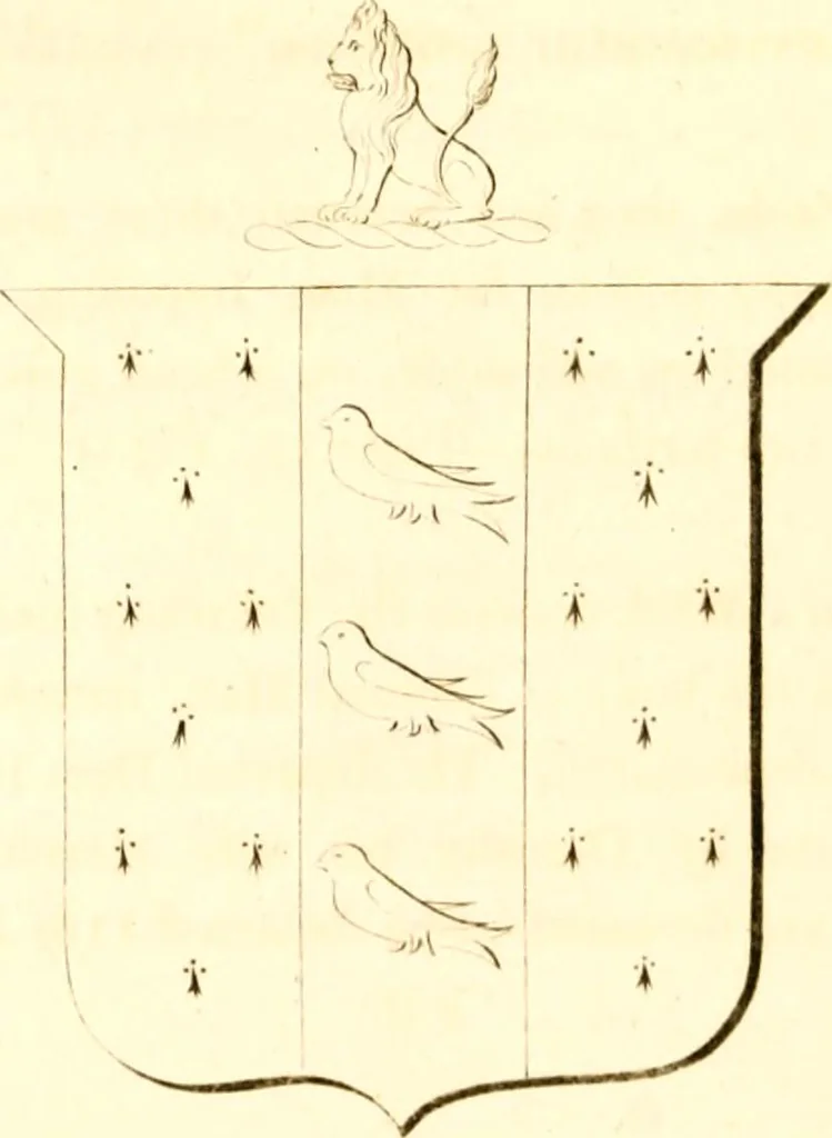 An illustration from A collection of armorial bearings, inscriptions, etc., in the Church of St. Nicholas, Newcastle on Tyne, and chapelries of Gosforth & Cramlington, Northumberland. To which is prefixed a historical account of the Church of St. Nicholas, 1820, leaf 107