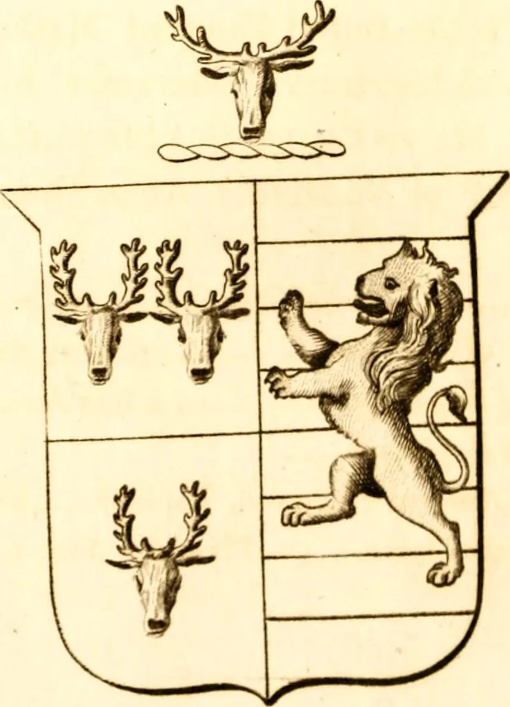 An illustration from A collection of armorial bearings, inscriptions, etc., in the Church of St. Nicholas, Newcastle on Tyne, and chapelries of Gosforth & Cramlington, Northumberland. To which is prefixed a historical account of the Church of St. Nicholas, 1820, leaf 117