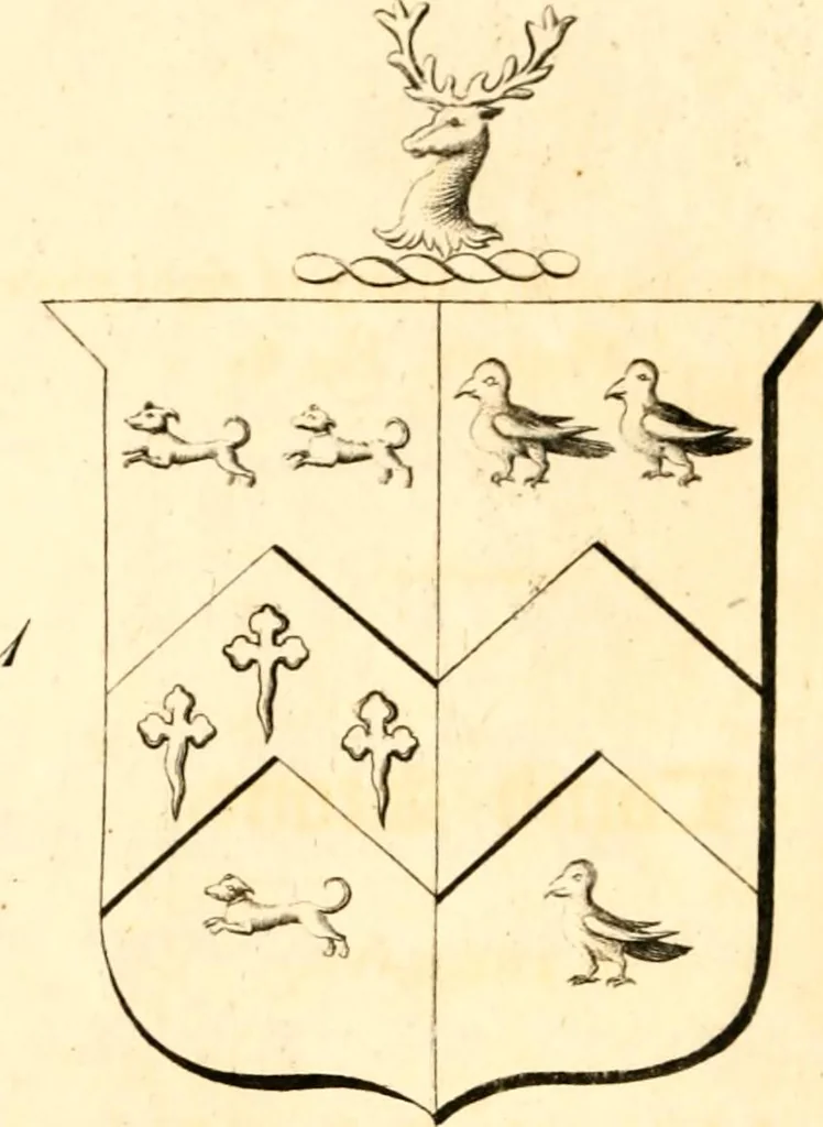 An illustration from A collection of armorial bearings, inscriptions, etc., in the Church of St. Nicholas, Newcastle on Tyne, and chapelries of Gosforth & Cramlington, Northumberland. To which is prefixed a historical account of the Church of St. Nicholas, 1820, leaf 121