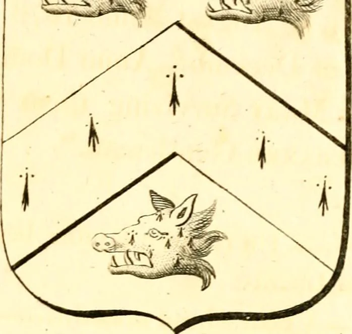 An illustration from A collection of armorial bearings, inscriptions, etc., in the Church of St. Nicholas, Newcastle on Tyne, and chapelries of Gosforth & Cramlington, Northumberland. To which is prefixed a historical account of the Church of St. Nicholas, 1820, leaf 130