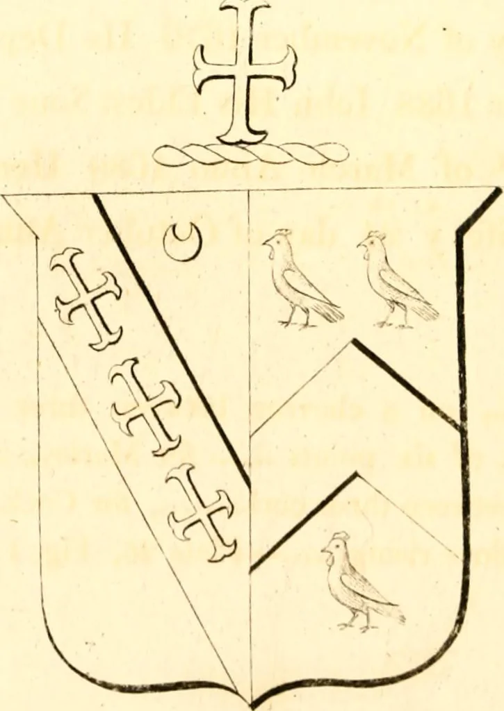 An illustration from A collection of armorial bearings, inscriptions, etc., in the Church of St. Nicholas, Newcastle on Tyne, and chapelries of Gosforth & Cramlington, Northumberland. To which is prefixed a historical account of the Church of St. Nicholas, 1820, leaf 133