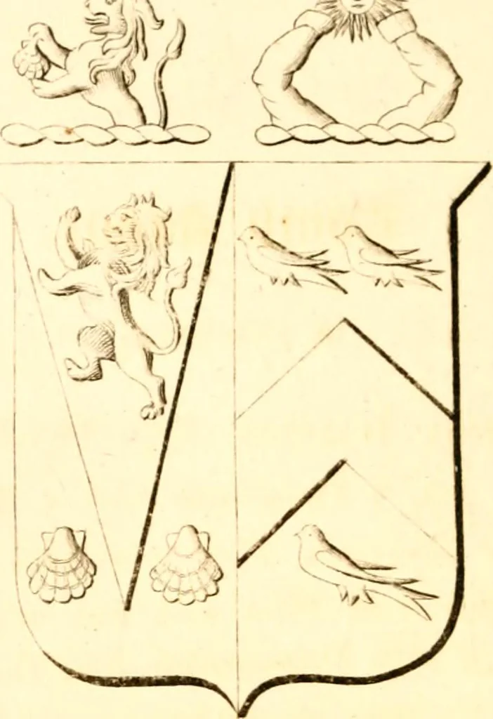 An illustration from A collection of armorial bearings, inscriptions, etc., in the Church of St. Nicholas, Newcastle on Tyne, and chapelries of Gosforth & Cramlington, Northumberland. To which is prefixed a historical account of the Church of St. Nicholas, 1820, leaf 149