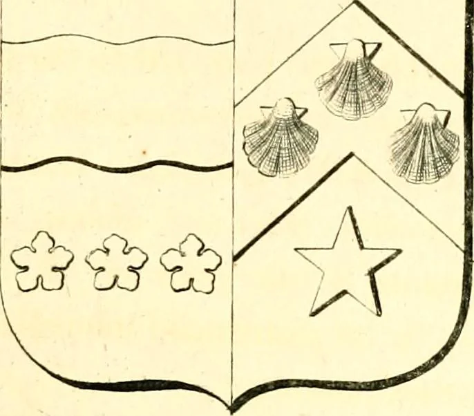 An illustration from A collection of armorial bearings, inscriptions, etc., in the Church of St. Nicholas, Newcastle on Tyne, and chapelries of Gosforth & Cramlington, Northumberland. To which is prefixed a historical account of the Church of St. Nicholas, 1820, leaf 154
