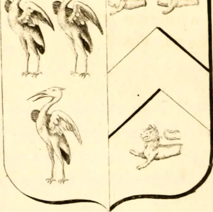 An illustration from A collection of armorial bearings, inscriptions, etc., in the Church of St. Nicholas, Newcastle on Tyne, and chapelries of Gosforth & Cramlington, Northumberland. To which is prefixed a historical account of the Church of St. Nicholas, 1820, leaf 159