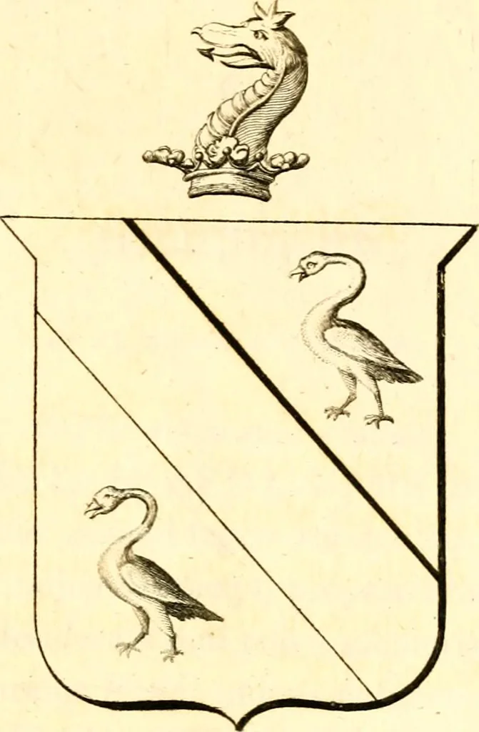 An illustration from A collection of armorial bearings, inscriptions, etc., in the Church of St. Nicholas, Newcastle on Tyne, and chapelries of Gosforth & Cramlington, Northumberland. To which is prefixed a historical account of the Church of St. Nicholas, 1820, leaf 162