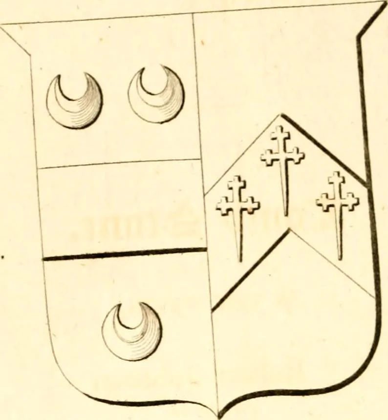 An illustration from A collection of armorial bearings, inscriptions, etc., in the Church of St. Nicholas, Newcastle on Tyne, and chapelries of Gosforth & Cramlington, Northumberland. To which is prefixed a historical account of the Church of St. Nicholas, 1820, leaf 173