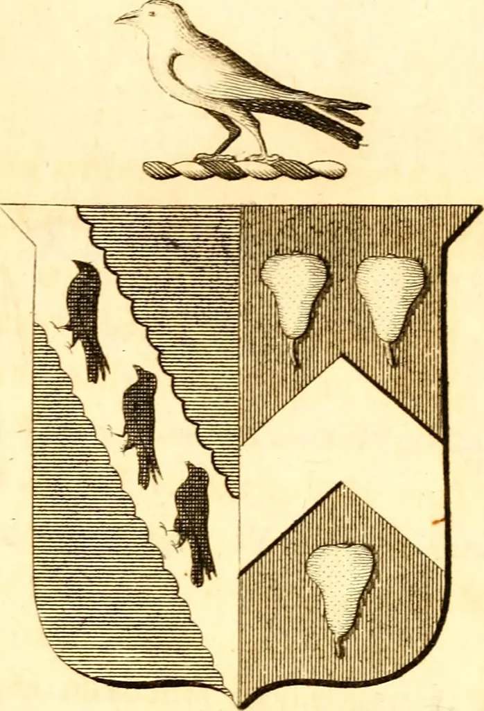 An illustration from A collection of armorial bearings, inscriptions, etc., in the Church of St. Nicholas, Newcastle on Tyne, and chapelries of Gosforth & Cramlington, Northumberland. To which is prefixed a historical account of the Church of St. Nicholas, 1820, leaf 176