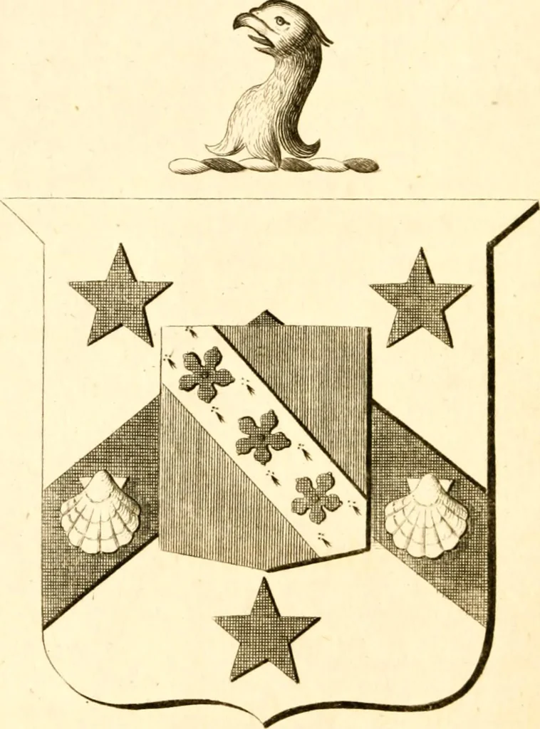 An illustration from A collection of armorial bearings, inscriptions, etc., in the Church of St. Nicholas, Newcastle on Tyne, and chapelries of Gosforth & Cramlington, Northumberland. To which is prefixed a historical account of the Church of St. Nicholas, 1820, leaf 191