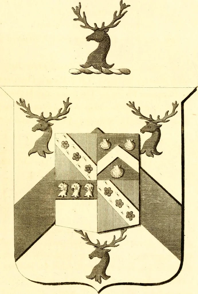An illustration from A collection of armorial bearings, inscriptions, etc., in the Church of St. Nicholas, Newcastle on Tyne, and chapelries of Gosforth & Cramlington, Northumberland. To which is prefixed a historical account of the Church of St. Nicholas, 1820, leaf 200