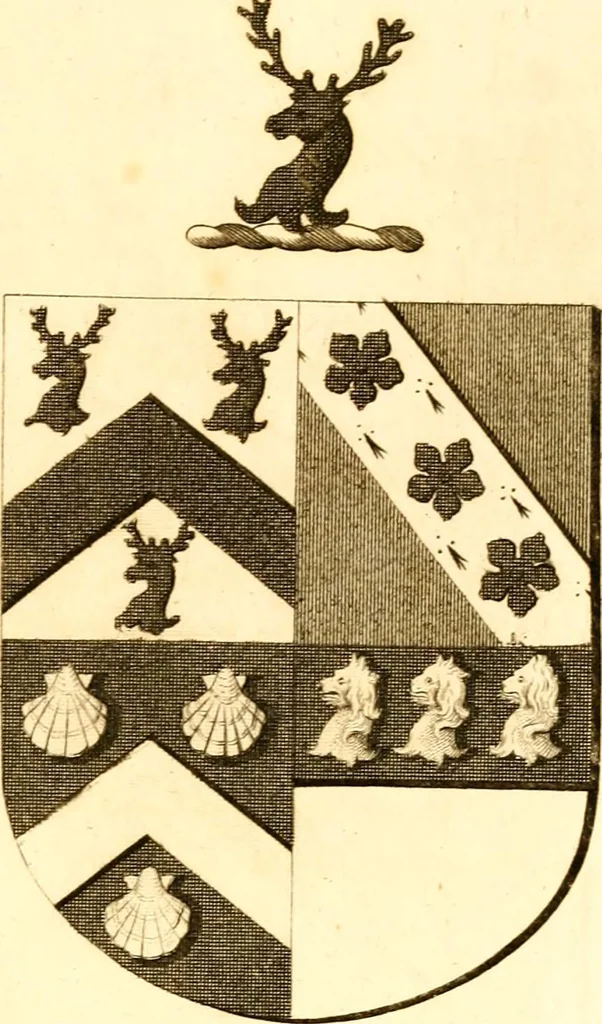 An illustration from A collection of armorial bearings, inscriptions, etc., in the Church of St. Nicholas, Newcastle on Tyne, and chapelries of Gosforth & Cramlington, Northumberland. To which is prefixed a historical account of the Church of St. Nicholas, 1820, leaf 204