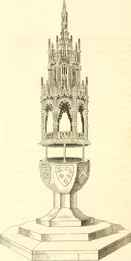 An illustration from A collection of armorial bearings, inscriptions, etc., in the Church of St. Nicholas, Newcastle on Tyne, and chapelries of Gosforth & Cramlington, Northumberland. To which is prefixed a historical account of the Church of St. Nicholas, 1820, leaf 21