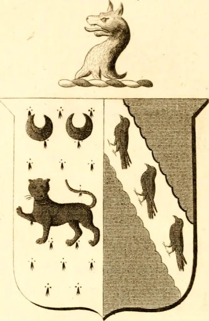 An illustration from A collection of armorial bearings, inscriptions, etc., in the Church of St. Nicholas, Newcastle on Tyne, and chapelries of Gosforth & Cramlington, Northumberland. To which is prefixed a historical account of the Church of St. Nicholas, 1820, leaf 211