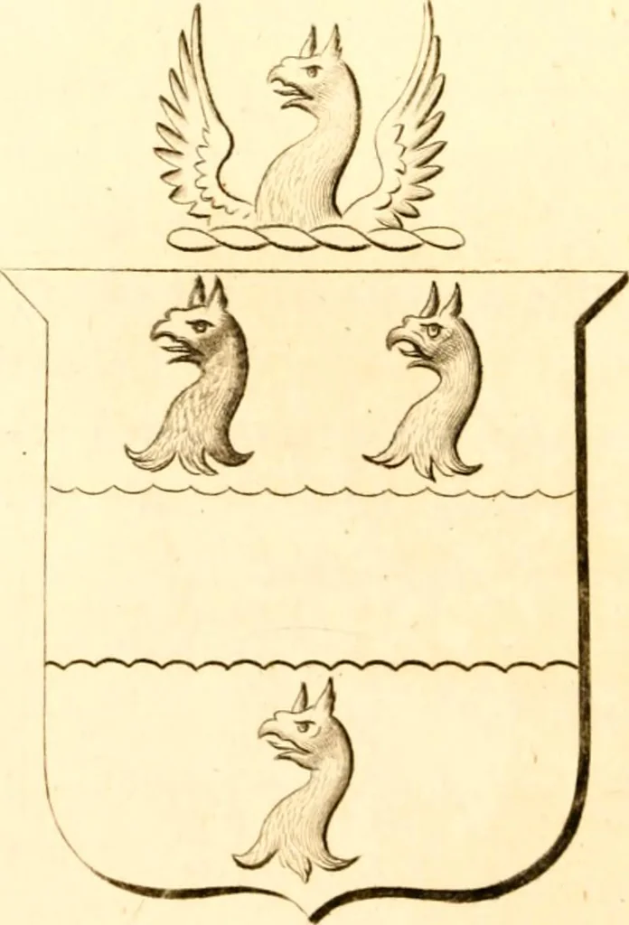 An illustration from A collection of armorial bearings, inscriptions, etc., in the Church of St. Nicholas, Newcastle on Tyne, and chapelries of Gosforth & Cramlington, Northumberland. To which is prefixed a historical account of the Church of St. Nicholas, 1820, leaf 211
