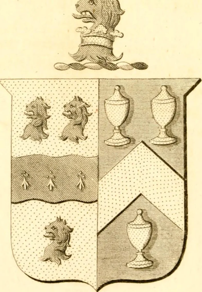 An illustration from A collection of armorial bearings, inscriptions, etc., in the Church of St. Nicholas, Newcastle on Tyne, and chapelries of Gosforth & Cramlington, Northumberland. To which is prefixed a historical account of the Church of St. Nicholas, 1820, leaf 227