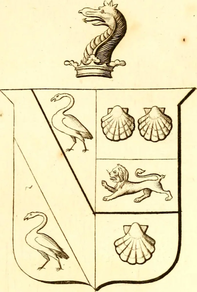 An illustration from A collection of armorial bearings, inscriptions, etc., in the Church of St. Nicholas, Newcastle on Tyne, and chapelries of Gosforth & Cramlington, Northumberland. To which is prefixed a historical account of the Church of St. Nicholas, 1820, leaf 256