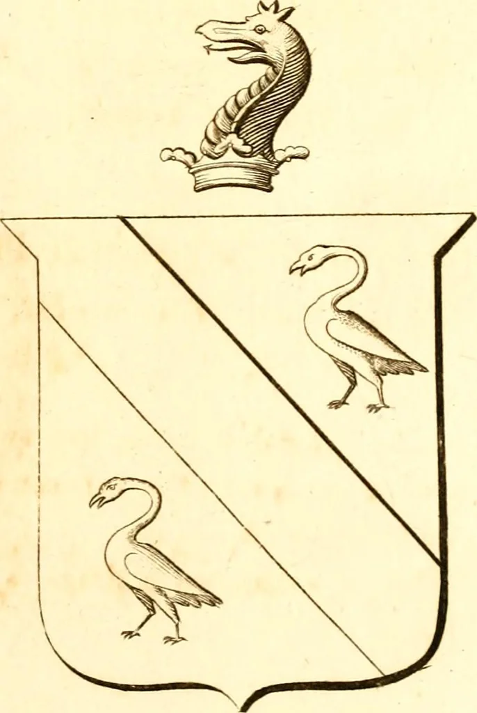 An illustration from A collection of armorial bearings, inscriptions, etc., in the Church of St. Nicholas, Newcastle on Tyne, and chapelries of Gosforth & Cramlington, Northumberland. To which is prefixed a historical account of the Church of St. Nicholas, 1820, leaf 256
