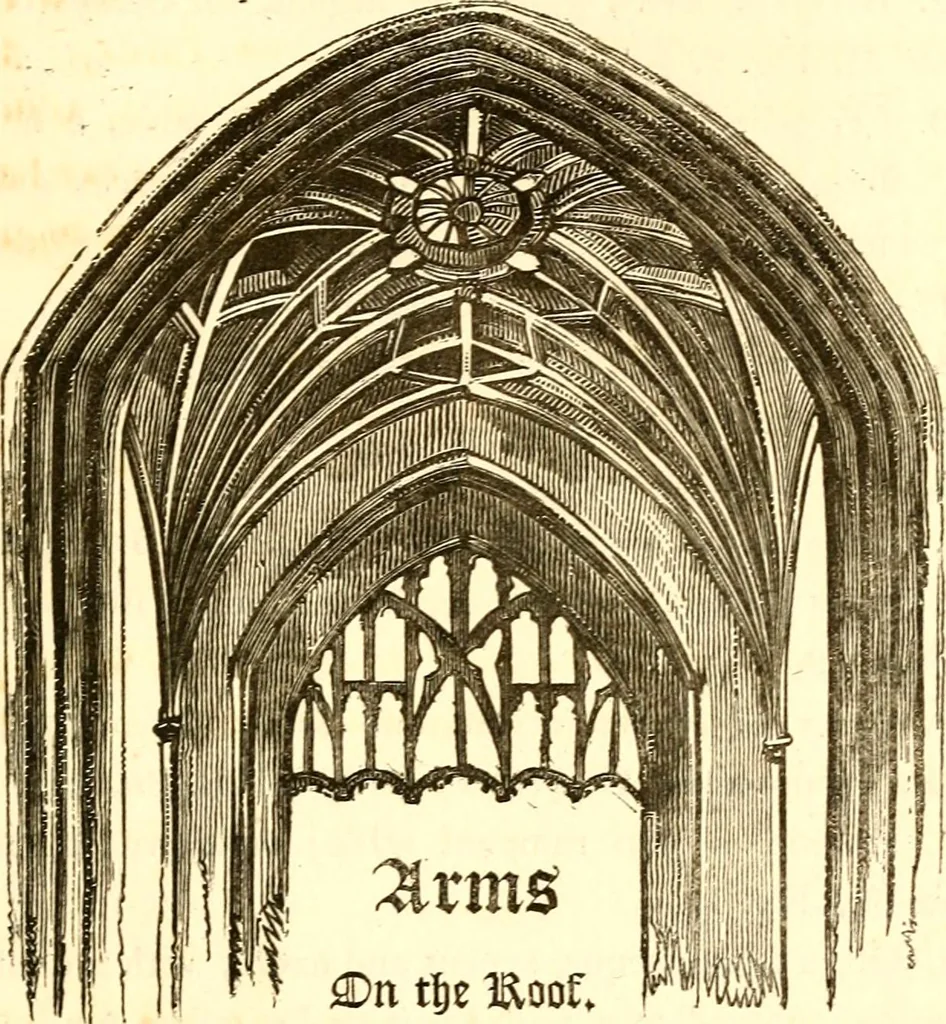 An illustration from A collection of armorial bearings, inscriptions, etc., in the Church of St. Nicholas, Newcastle on Tyne, and chapelries of Gosforth & Cramlington, Northumberland. To which is prefixed a historical account of the Church of St. Nicholas, 1820, leaf 262