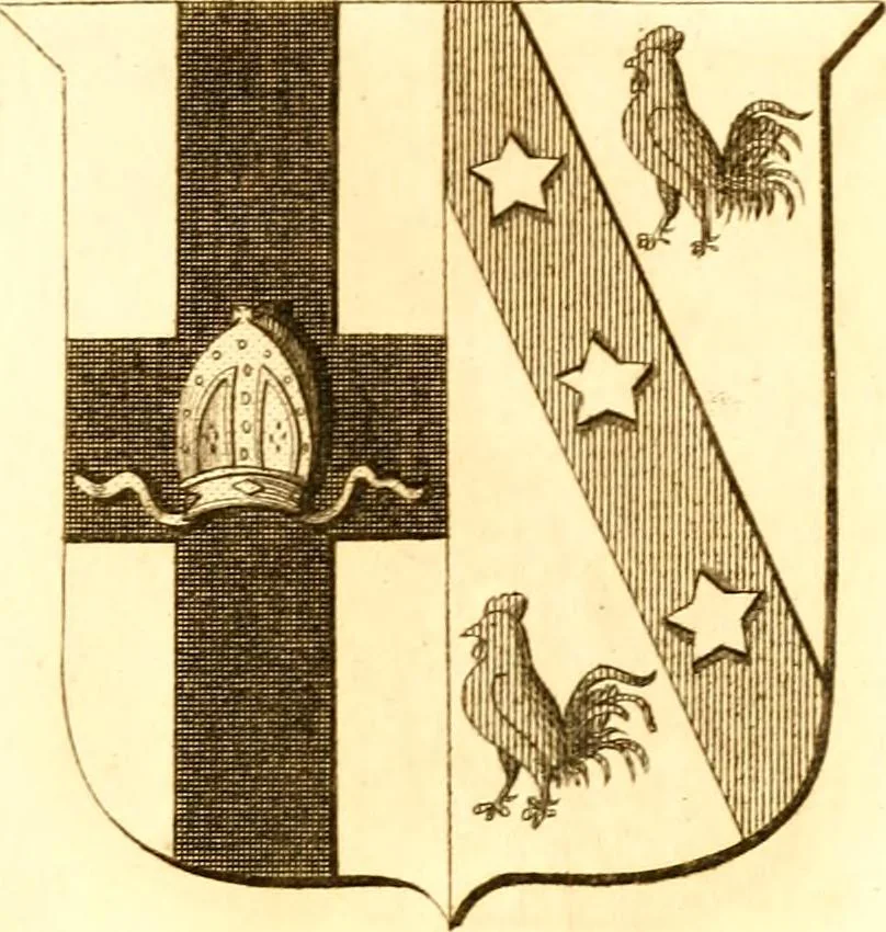 An illustration from A collection of armorial bearings, inscriptions, etc., in the Church of St. Nicholas, Newcastle on Tyne, and chapelries of Gosforth & Cramlington, Northumberland. To which is prefixed a historical account of the Church of St. Nicholas, 1820, leaf 266