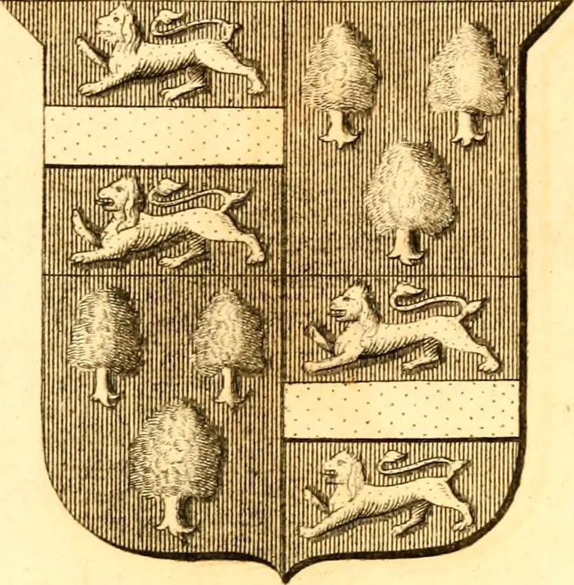An illustration from A collection of armorial bearings, inscriptions, etc., in the Church of St. Nicholas, Newcastle on Tyne, and chapelries of Gosforth & Cramlington, Northumberland. To which is prefixed a historical account of the Church of St. Nicholas, 1820, leaf 272