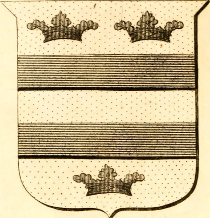An illustration from A collection of armorial bearings, inscriptions, etc., in the Church of St. Nicholas, Newcastle on Tyne, and chapelries of Gosforth & Cramlington, Northumberland. To which is prefixed a historical account of the Church of St. Nicholas, 1820, leaf 277