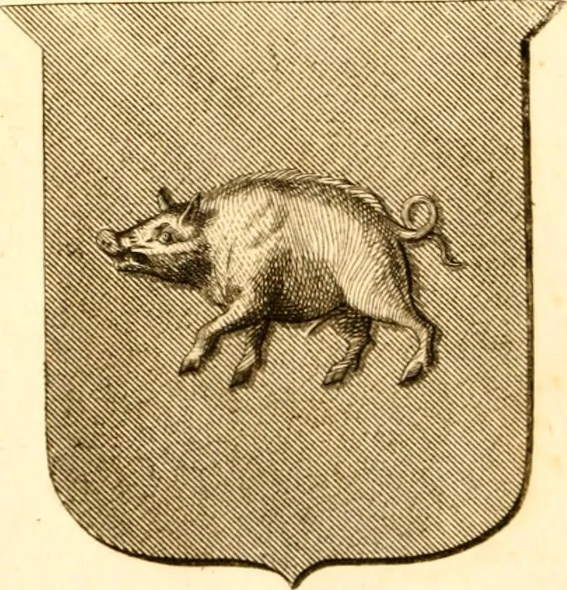 An illustration from A collection of armorial bearings, inscriptions, etc., in the Church of St. Nicholas, Newcastle on Tyne, and chapelries of Gosforth & Cramlington, Northumberland. To which is prefixed a historical account of the Church of St. Nicholas, 1820, leaf 277