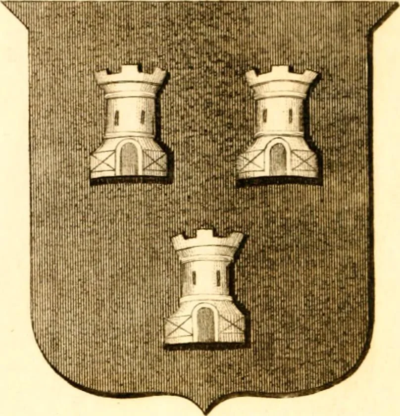 An illustration from A collection of armorial bearings, inscriptions, etc., in the Church of St. Nicholas, Newcastle on Tyne, and chapelries of Gosforth & Cramlington, Northumberland. To which is prefixed a historical account of the Church of St. Nicholas, 1820, leaf 281