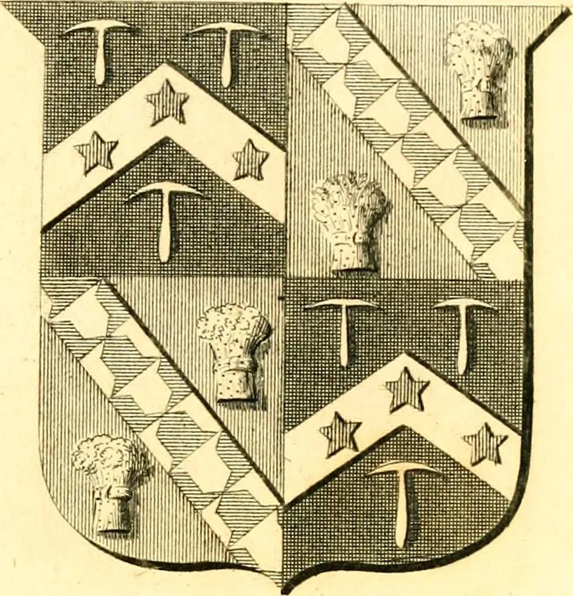 An illustration from A collection of armorial bearings, inscriptions, etc., in the Church of St. Nicholas, Newcastle on Tyne, and chapelries of Gosforth & Cramlington, Northumberland. To which is prefixed a historical account of the Church of St. Nicholas, 1820, leaf 290