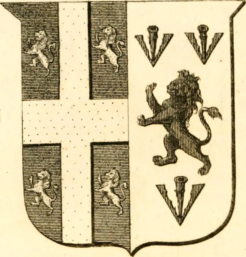 An illustration from A collection of armorial bearings, inscriptions, etc., in the Church of St. Nicholas, Newcastle on Tyne, and chapelries of Gosforth & Cramlington, Northumberland. To which is prefixed a historical account of the Church of St. Nicholas, 1820, leaf 293