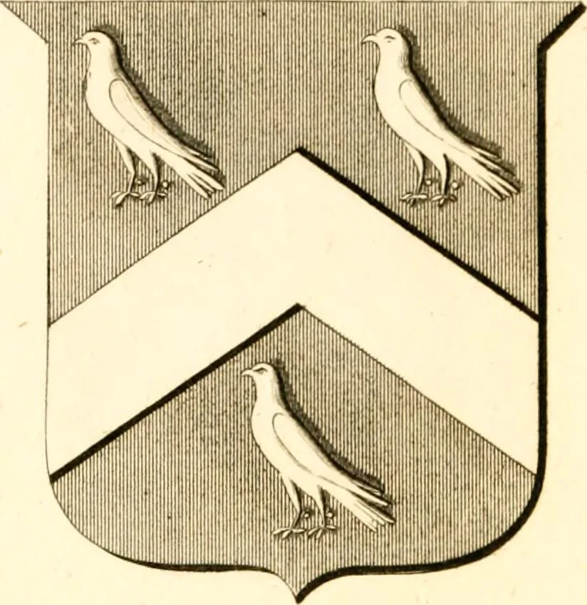 An illustration from A collection of armorial bearings, inscriptions, etc., in the Church of St. Nicholas, Newcastle on Tyne, and chapelries of Gosforth & Cramlington, Northumberland. To which is prefixed a historical account of the Church of St. Nicholas, 1820, leaf 303